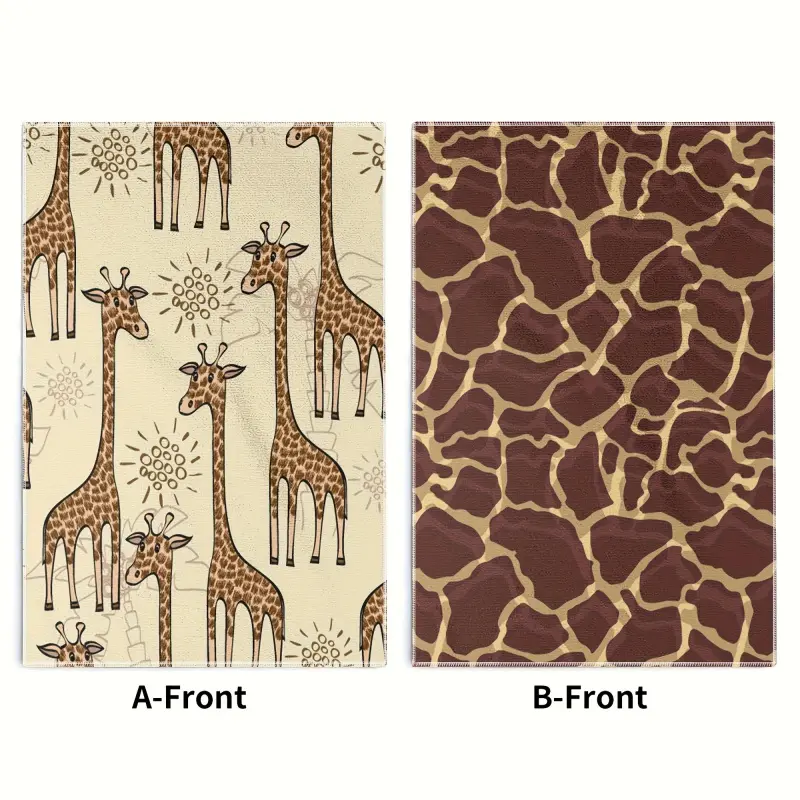 2-Pack Giraffe-Themed Polyester Kitchen Towel Set - Ultra-Soft, Machine-Washable, 16x24 Inch Dish Towels with Cartoon Animal Design and Modern Style