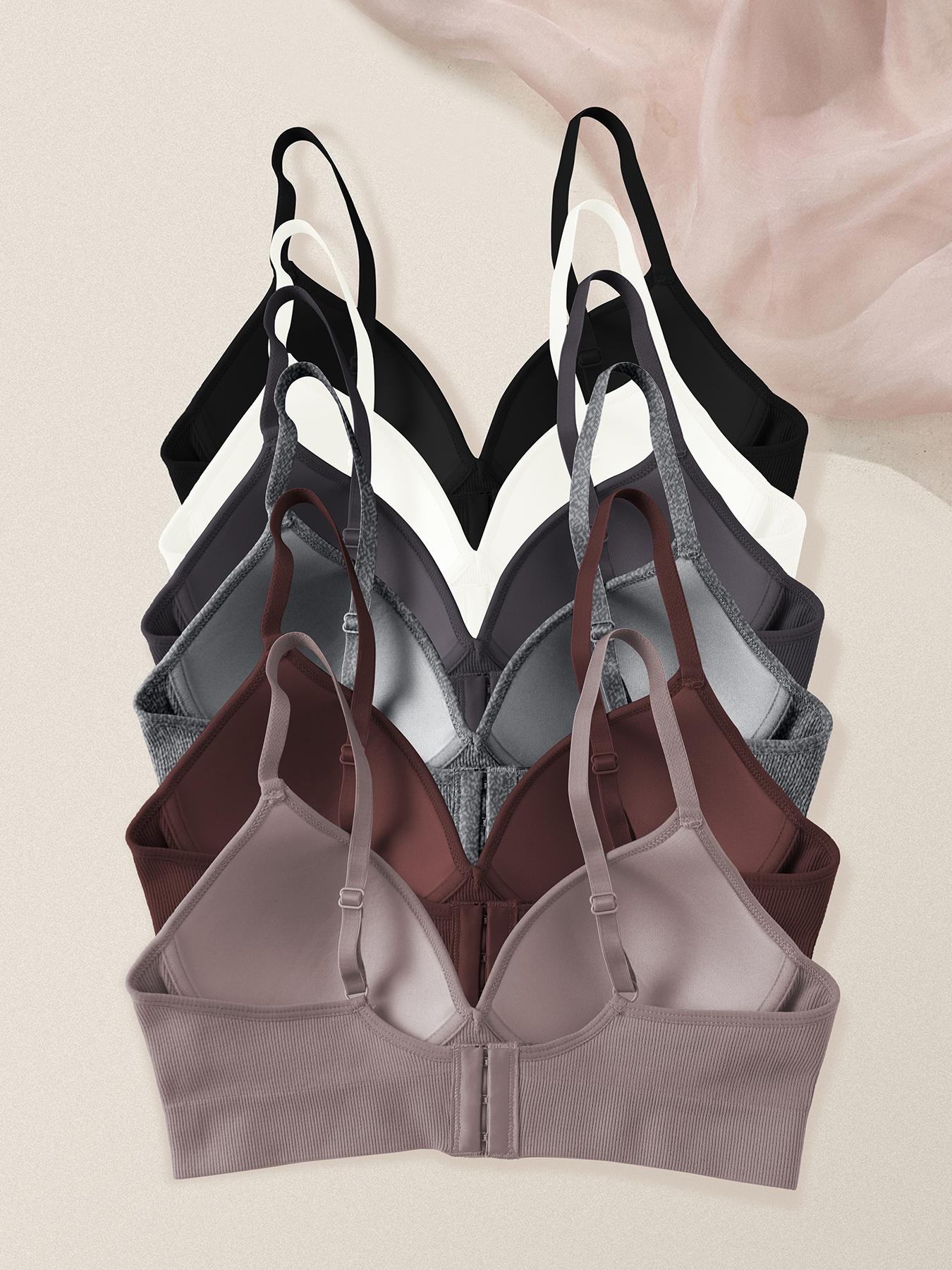 Women's Solid Wireless Bralette, Adjustable Strap Push Up Bra, Soft Comfortable Breathable Lingerie for Daily Wear, Breathable Comfy Bra