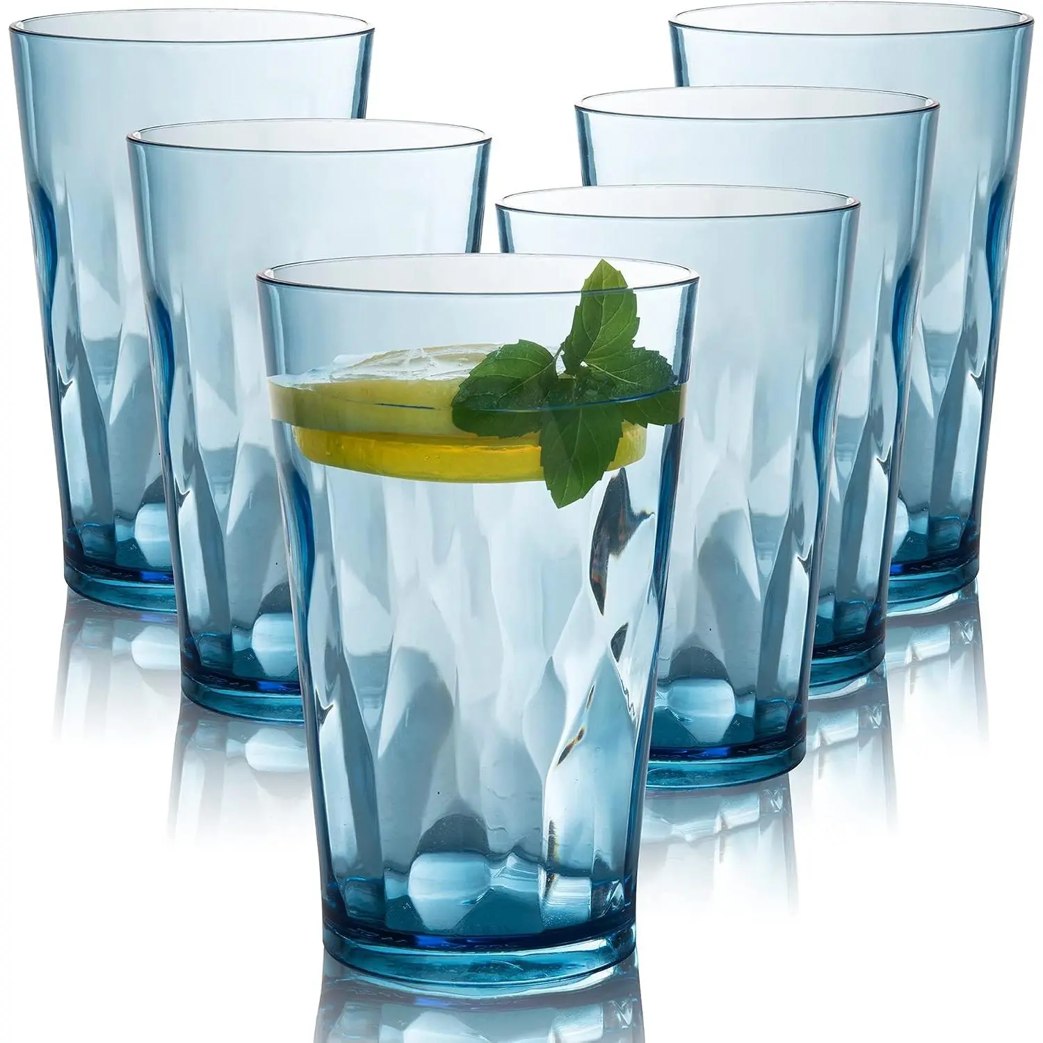 Unbreakable Plastic Drinking Glasses,Set of 6,16 Ounces (Blue) | 16 oz plastic Tumbler Cups, Shatterproof Drinking Cups, Plastic glass cup,cups for kitchen ,cup set, Dishwasher Safe