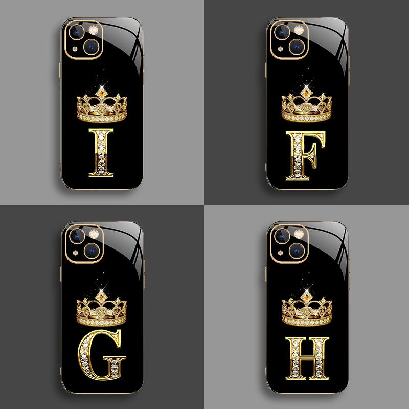 Suitable for [iPhone 13] New high-end crown electroplated gold edge mobile phone case new business simple explosion-proof mobile phone case affordable anti-fall anti-fingerprint-888