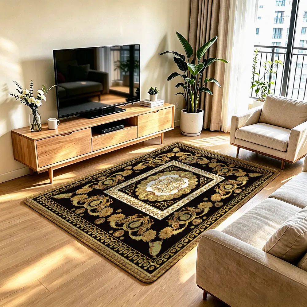 1 piece European-style classic patterned carpet printed rectangular floor mat, suitable for hotel bedrooms, living rooms, sofas, and beds. It's also an artistic item for home decoration and can be used as a gift.