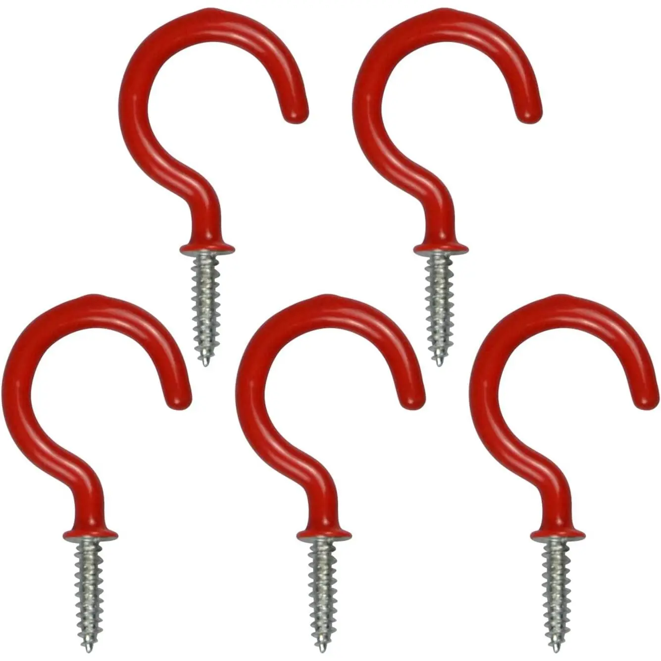 5 Pack Vinyl Coated Ceiling Hooks, 1-1/4 Inch Screw in Mug Hooks for , Cabinet, Drywall, Basket, Indoor, Outdoor (5, Black)