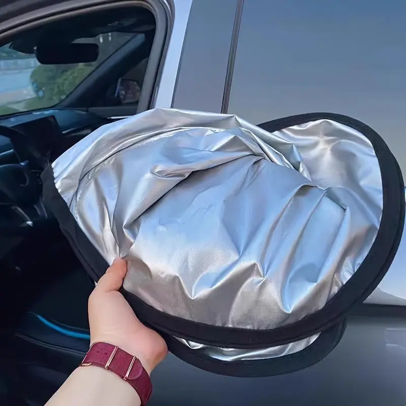 1pc 78.74cm*144.78cm Reflective Aluminum RV Sun Shade for Front Windshield - Foldable Hollow Design with Thickened Upgraded Titanium Silvery Coating, Heat Insulation Protection Sunshade, Fits Compact Cars, for Mini SUVs, Hatchbacks - Includes Storage Bag,