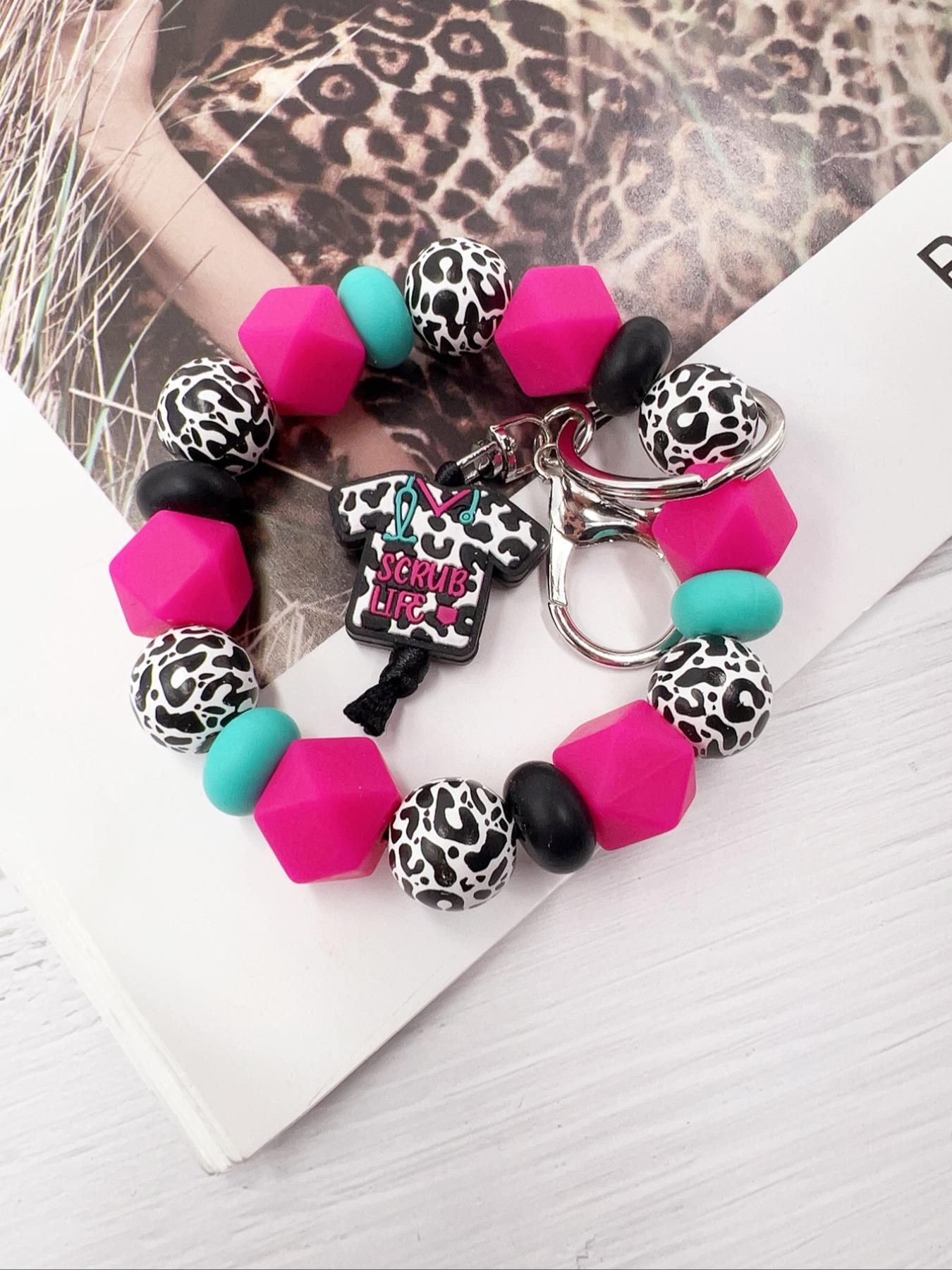 Creative Leopard Pattern Beaded Keychain, Boho Style Keychain for Women & Men for Daily Clothing Decor, Trendy All-match & Exquisite Keychain for Birthday Gift