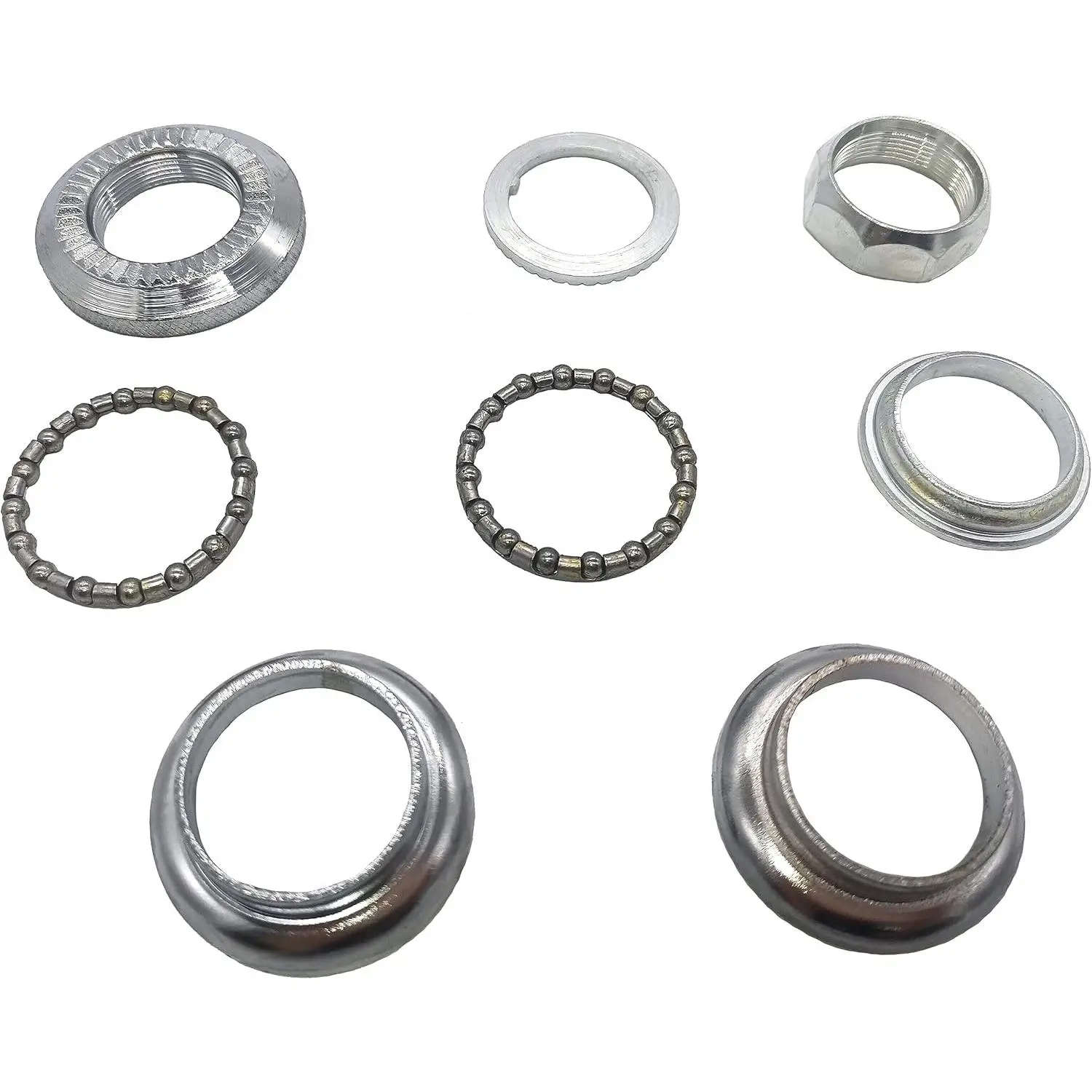 8 PCS Set Threaded Bicycle Headset Combo, Bicycle Front Fork Bowl Set 1"-24T22.23027mm