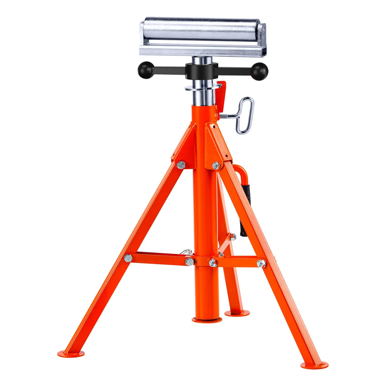 VEVOR Heavy Duty Steel Frame Roller Stand, 2500 LBS High Capacity, 27.6"-52" Adjustable Height Pipe Support Stand for Pipes, Wooden Boards (45# Steel Folding Design)