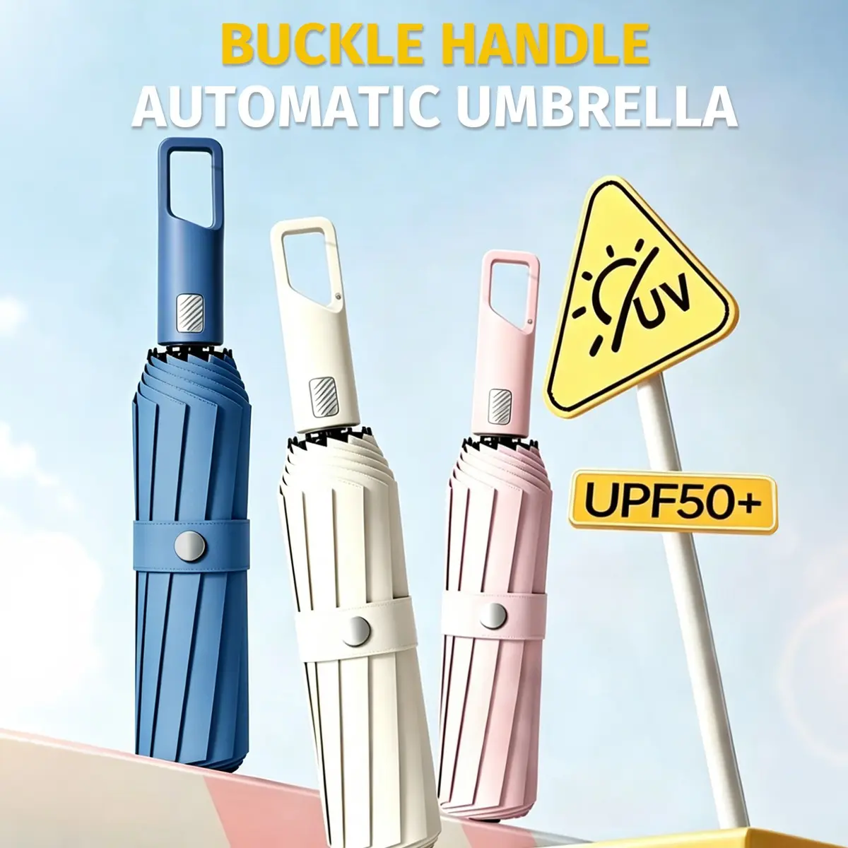 Windproof Travel Umbrella, Compact Durable Auto-Folding Umbrella, Rain & Sun Protection, Lightweight Portable, Unisex, Suitable for Backpacks and Cars