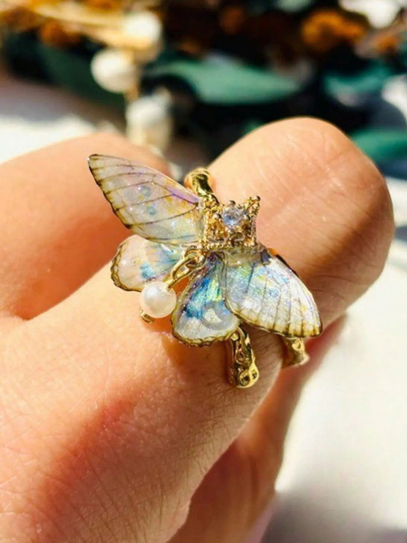 1 Exquisite Cute Moth Ring, Insect Fairy Jewelry, Adjustable Multi-Purpose Band, Accessory Gift for Women for Birthdays, Parties and Festivals
