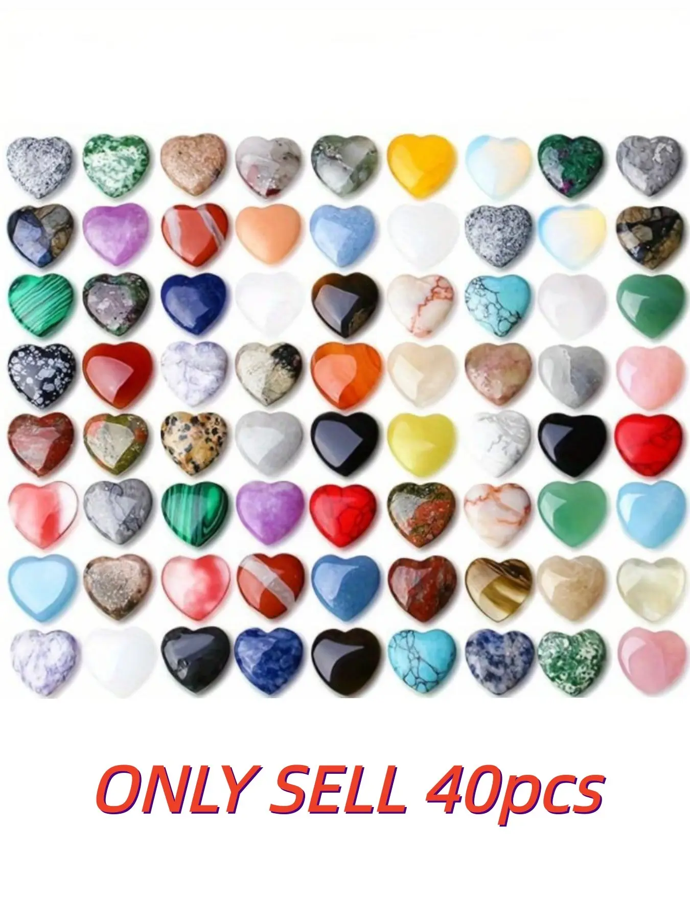 40 Pieces Natural Crystal Heart Mix, 0.79 Inch, Boho Style, Baroque Pattern, All Seasons, Perfect Student Reward Gift, Boho Chic Crystal