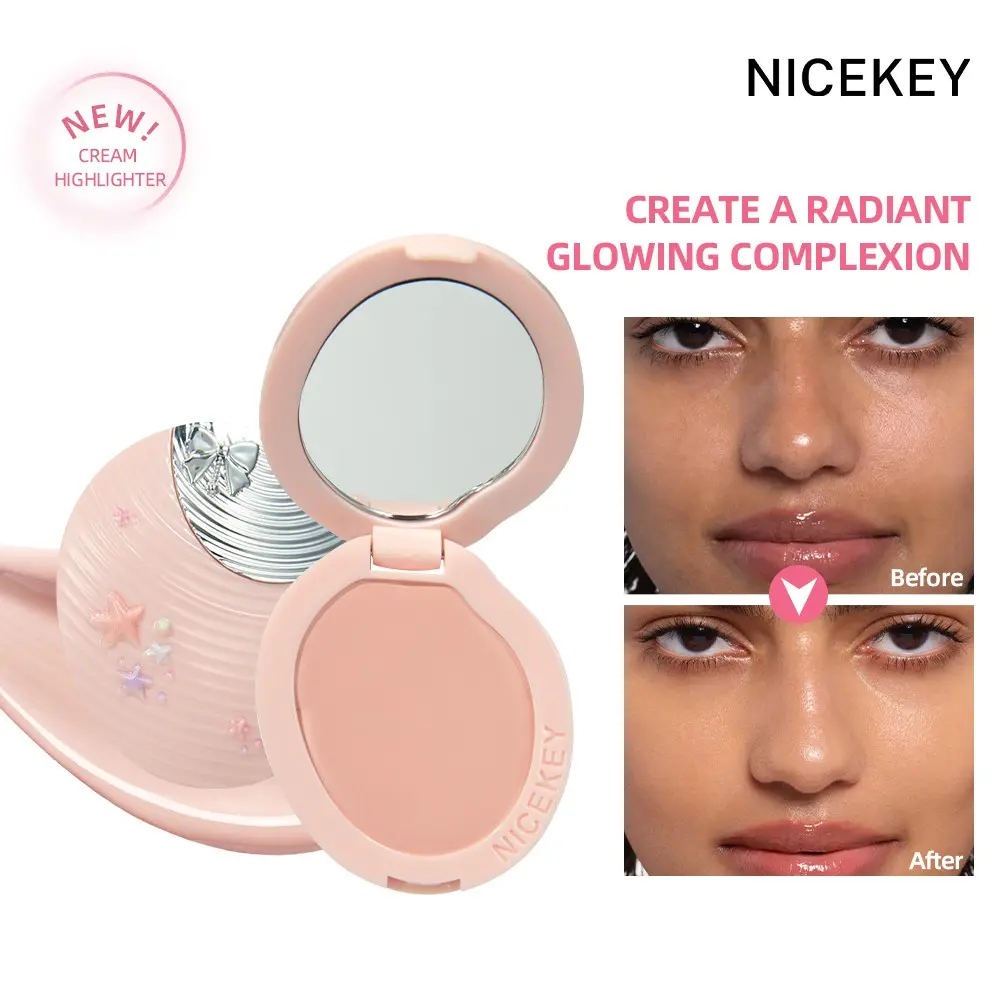 Cute Seashell Highlighter Cream — with mirror included, brightens and conceals to build sculpted facial contours