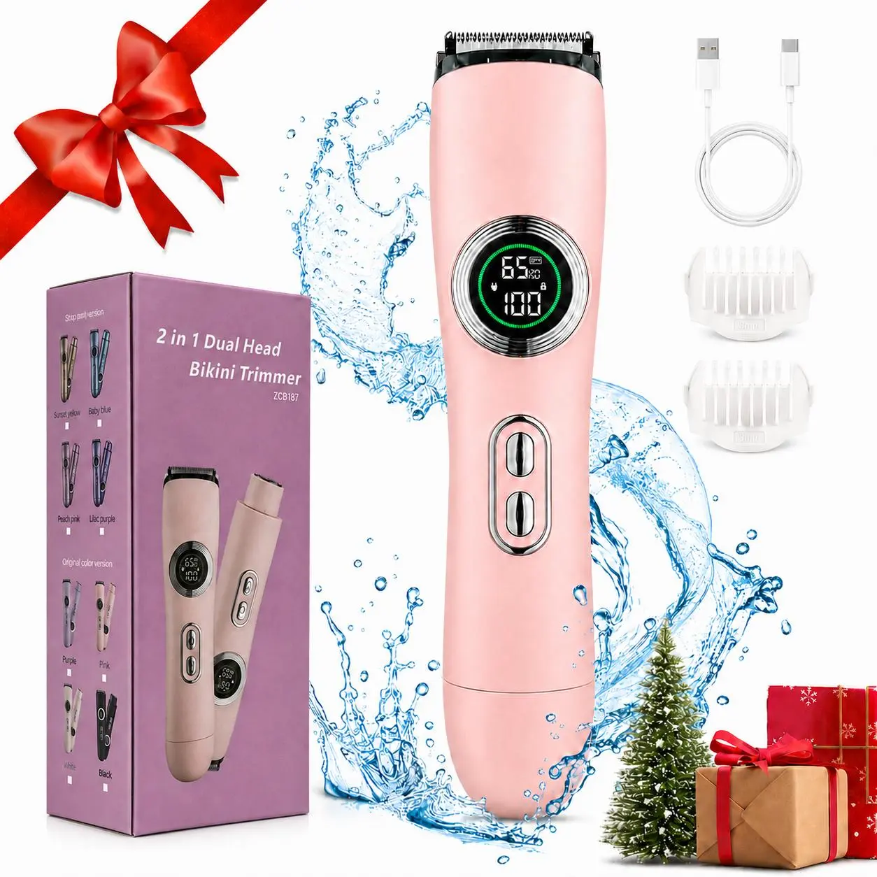 Women's Rechargeable 2-in-1 Dual-Head Trim & Epilator Kit - Portable Sensitive-Safe Pain-Free Shave Tool, Washable Blade for Intimate Grooming, Ideal Birthday Gift for Home & Party Gifting, Portable Size