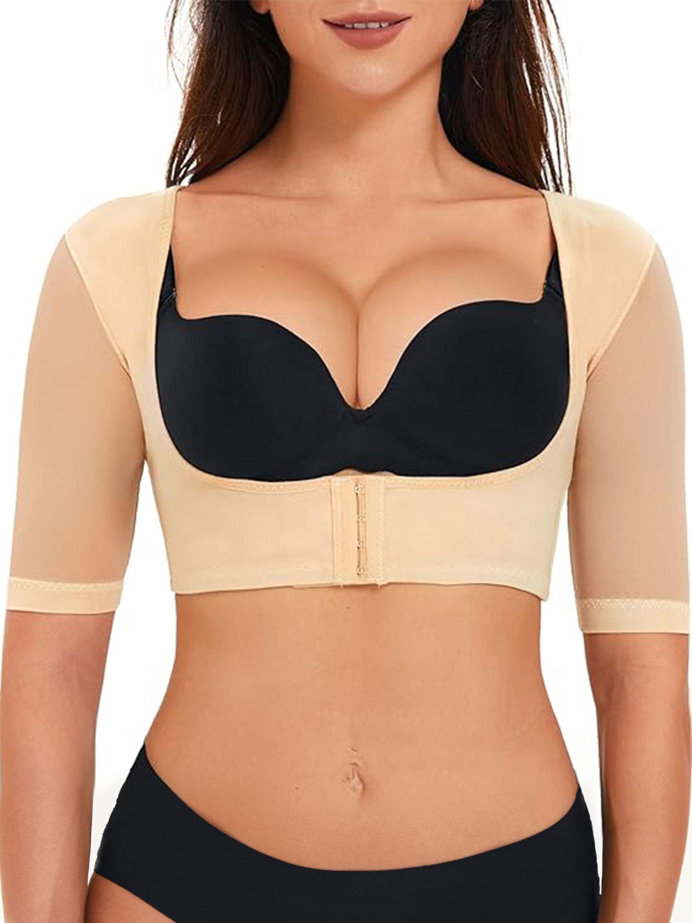 Women's Solid Color U-shaped Hook & Eye Front Push Up Bra, Breathable Comfortable Shapewear Top, Tummy Control Shaper for Daily Wear halloween dailydrip comfyessentials wirelessbrareview wirelessbras midsize comfortablebras tiktokshopbacktoschool cleavage