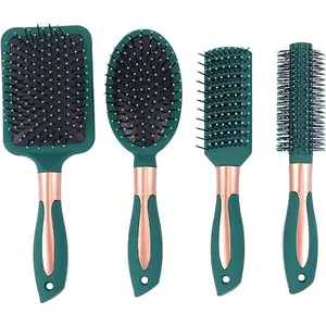 Anti-Static Hair Brush Set - Oval, Round, Vent, Detangling and Paddle Combs Wet or Dry Hair - Massage and Shine Women, Men, Kids