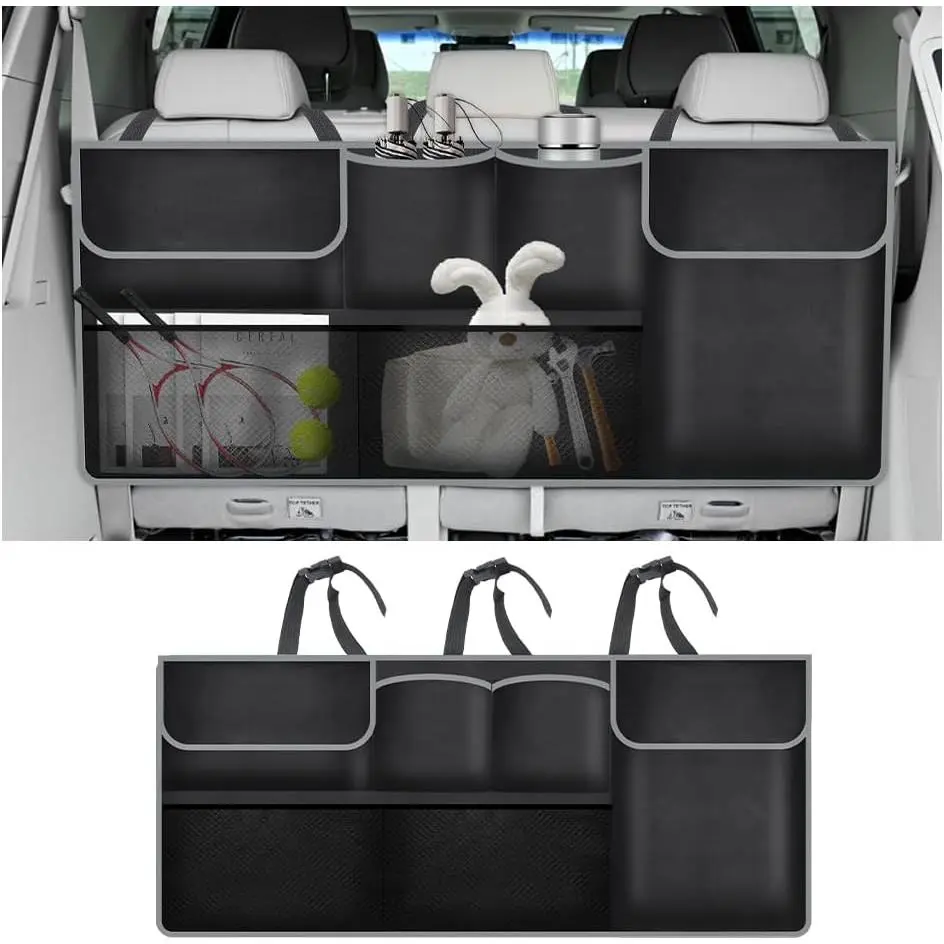 Large Capacity  Trunk Organizer,Six Pockets Trunk Storage Organizer with Adjustable Straps,Wear-Resistant Oxford Fabric  Trunk Organizer for   SUV