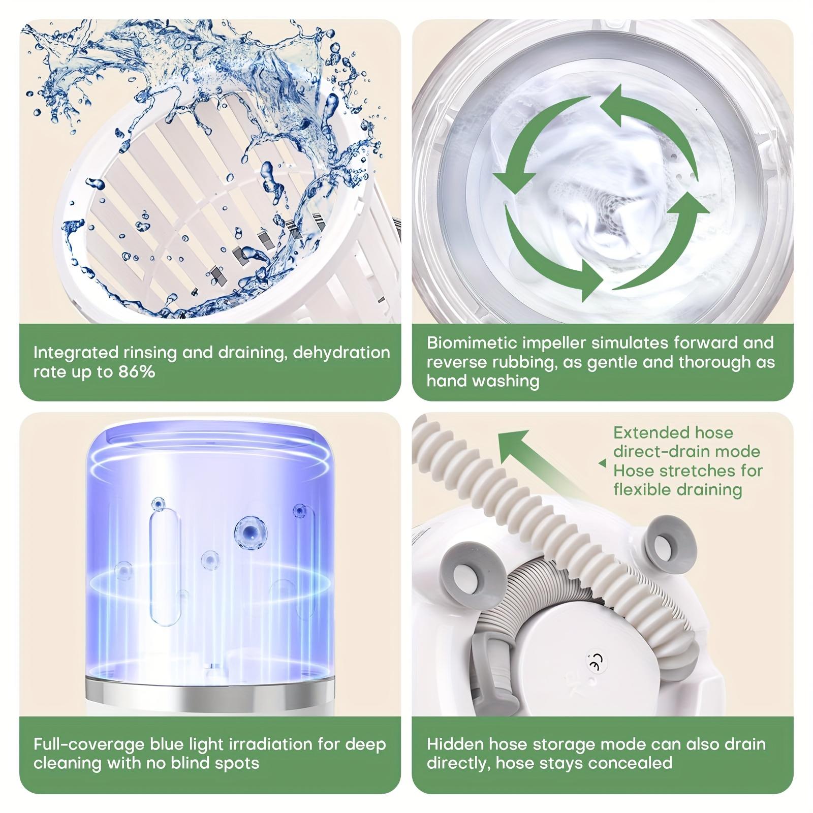 2-liter Lingerie Washing Machine with Drain Basket, 3000mAh, Fully Automatic Portable Mini Washing Machine with Strong Light Deep Cleaning And Spin Dryer. Suitable for Lingerie, Socks, Baby Clothes, And Can Be Used In Travel, Dormitories, RVs, Etc.