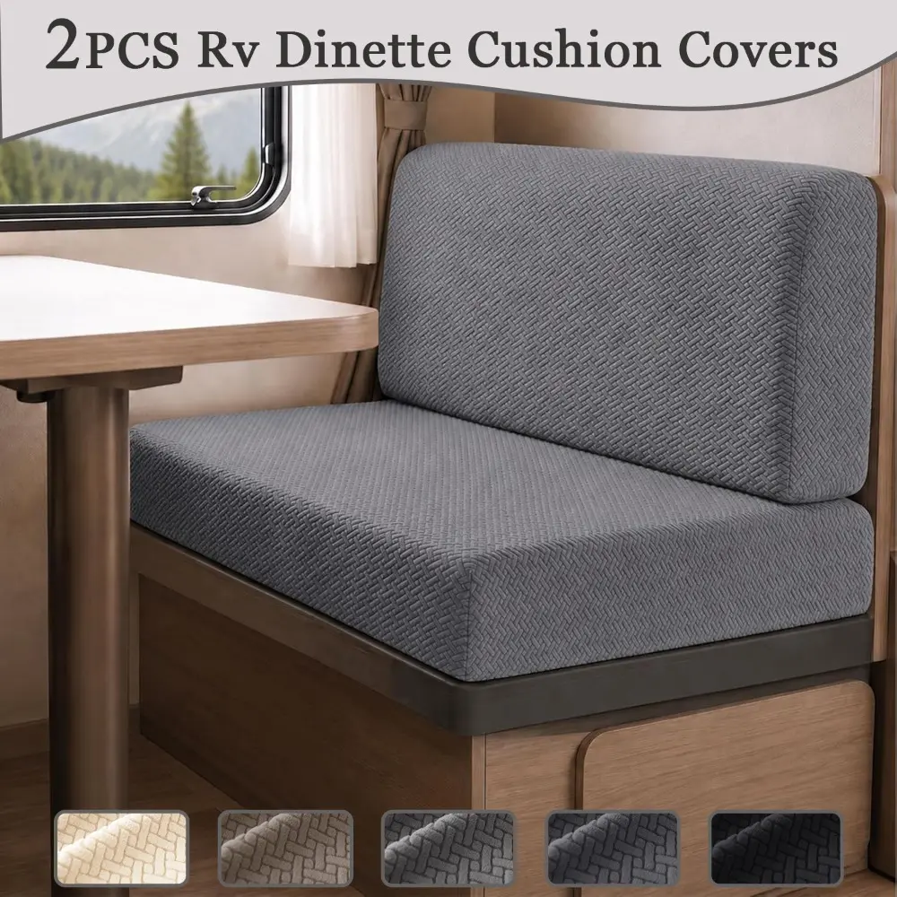 2pcs/set Jacquard Fabric RV Sofa Cover Anti-wear Kids Pet Friendly Campervan RV Booth Seat Cover