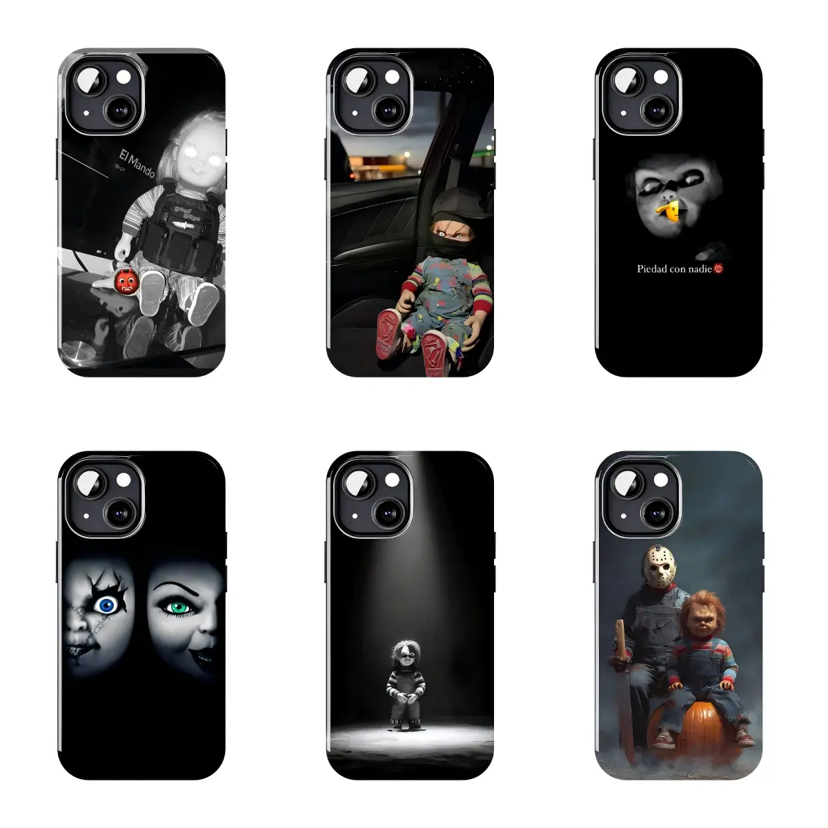 Gangster Meme Chucky Child’s Play Horror Phone Case, Trend Funny Evil Doll Print Protective Cover for iPhone17 Pro Max 16 15 14 13 12 11 Plus Samsung, Shockproof Shell for Men Women Horror Movie Fans