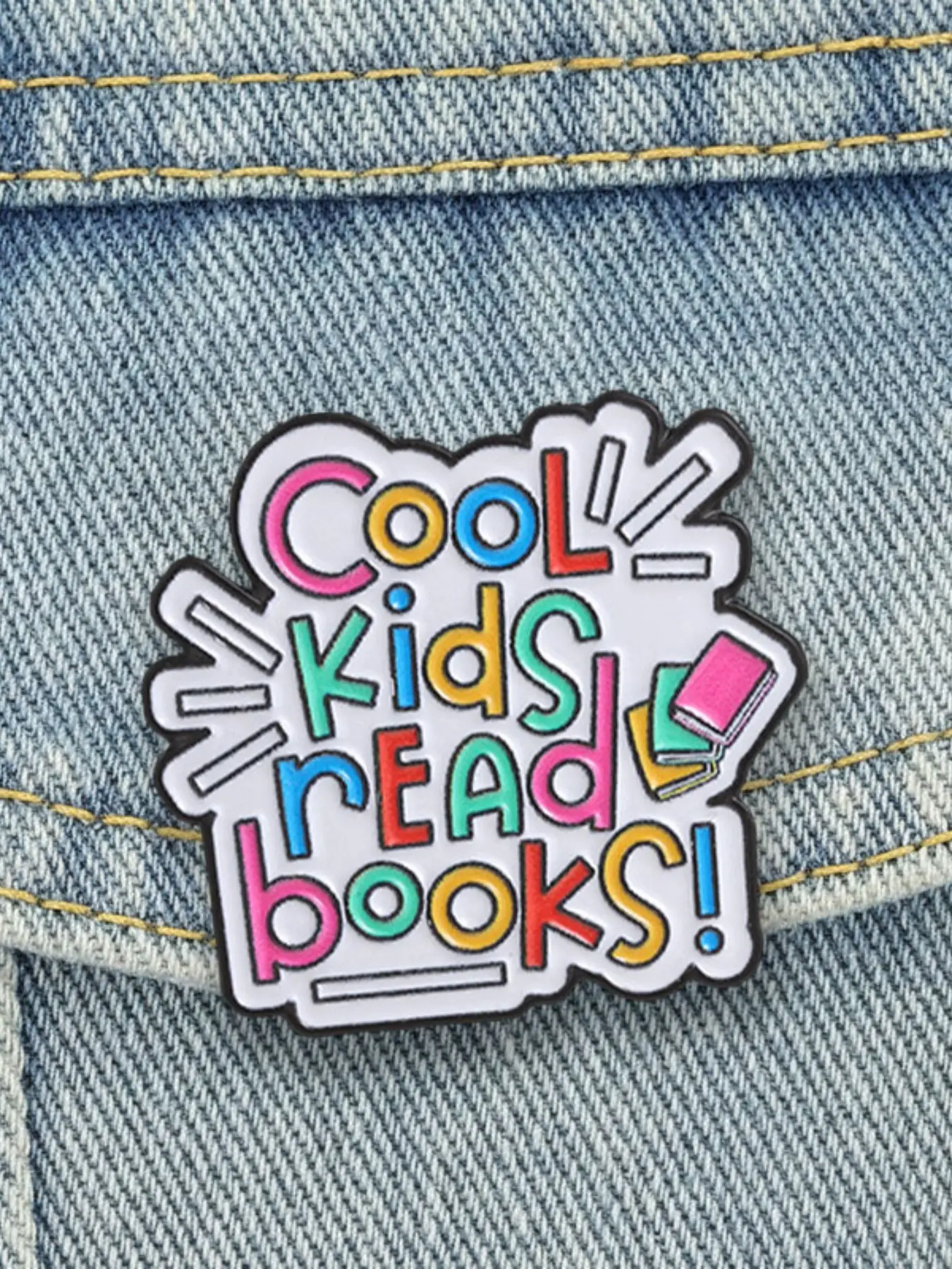 Encouraging Learning Cool Kids Reading Enamel Pin, Teacher Brooch, Denim Jacket Punk Style Badge, Inspirational Accessory, Alloy Brooch Pin