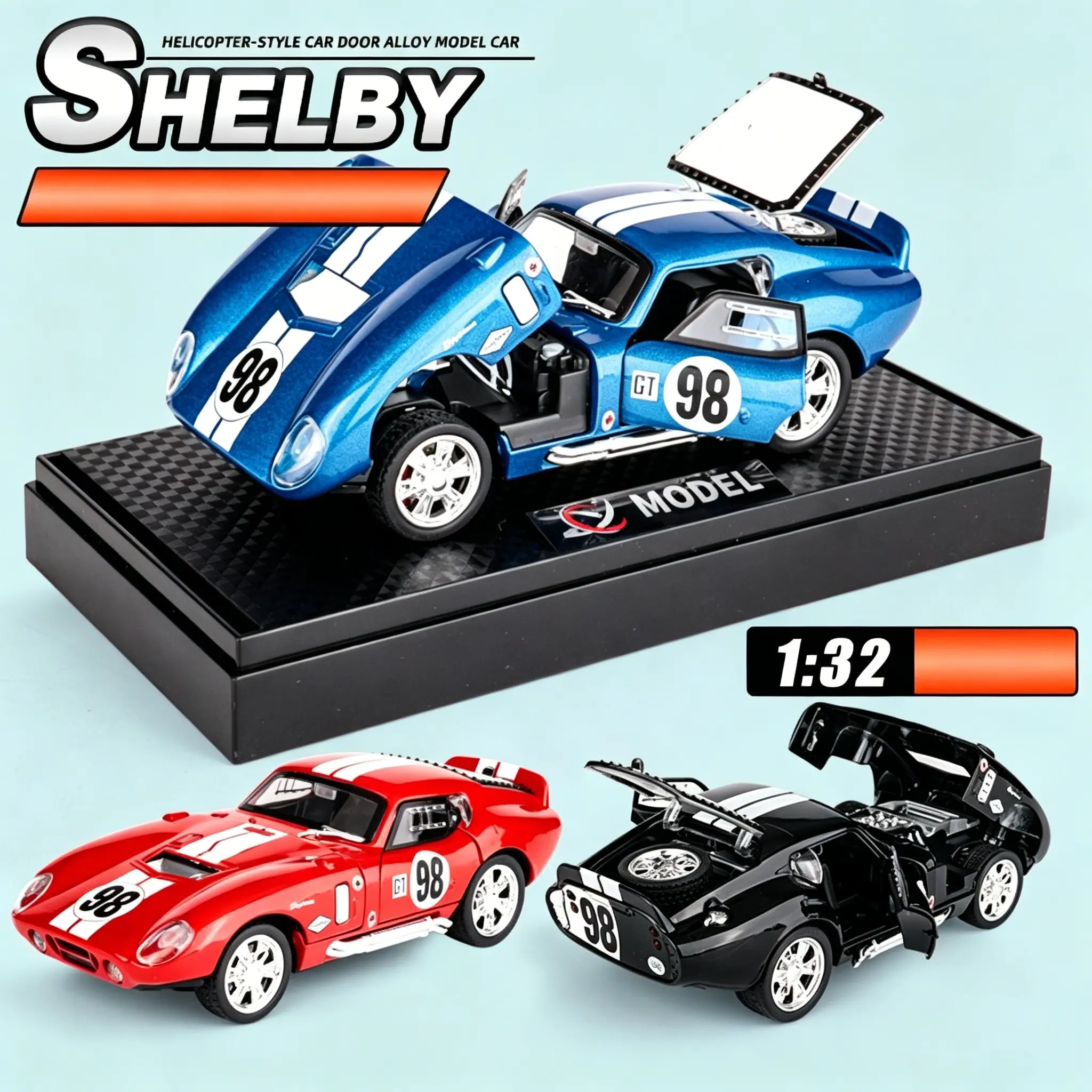 1:32 Shelby Cobra Gt Alloy Car Model, Sound Light Vintage Race Car Toy, American Retro Racing, Shelby Enthusiast Desktop Collection, Sports Car Model
