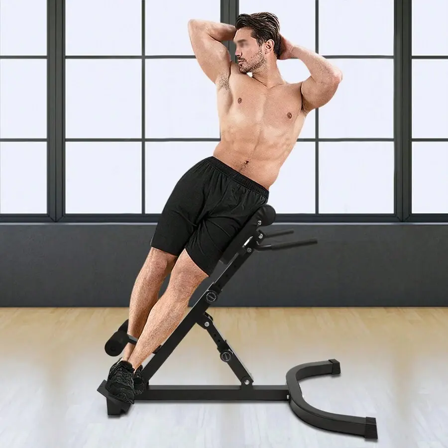 Adjustable Roman Chair for Home Gym Resistance Training, Foldable Steel Hyperextension & Sit Up Bench with 330 lbs Capacity, Bodybuilding Lifestyle