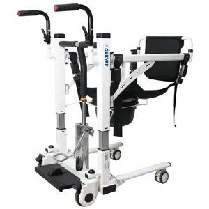 Black Hydraulic Transfer Lift Chair with 180 Split Seat Portable Bathroom Commode Wheelchair Adjustable Shower Chair for Elderly Disabled Care