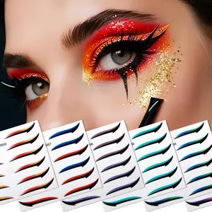 8pcs Self-Adhesive Eyeliner Stickers, Waterproof Glitter Makeup, Winged Eyeliner Tape, Reusable Eyeliner Pen, Double Lid Adhesive Pads
