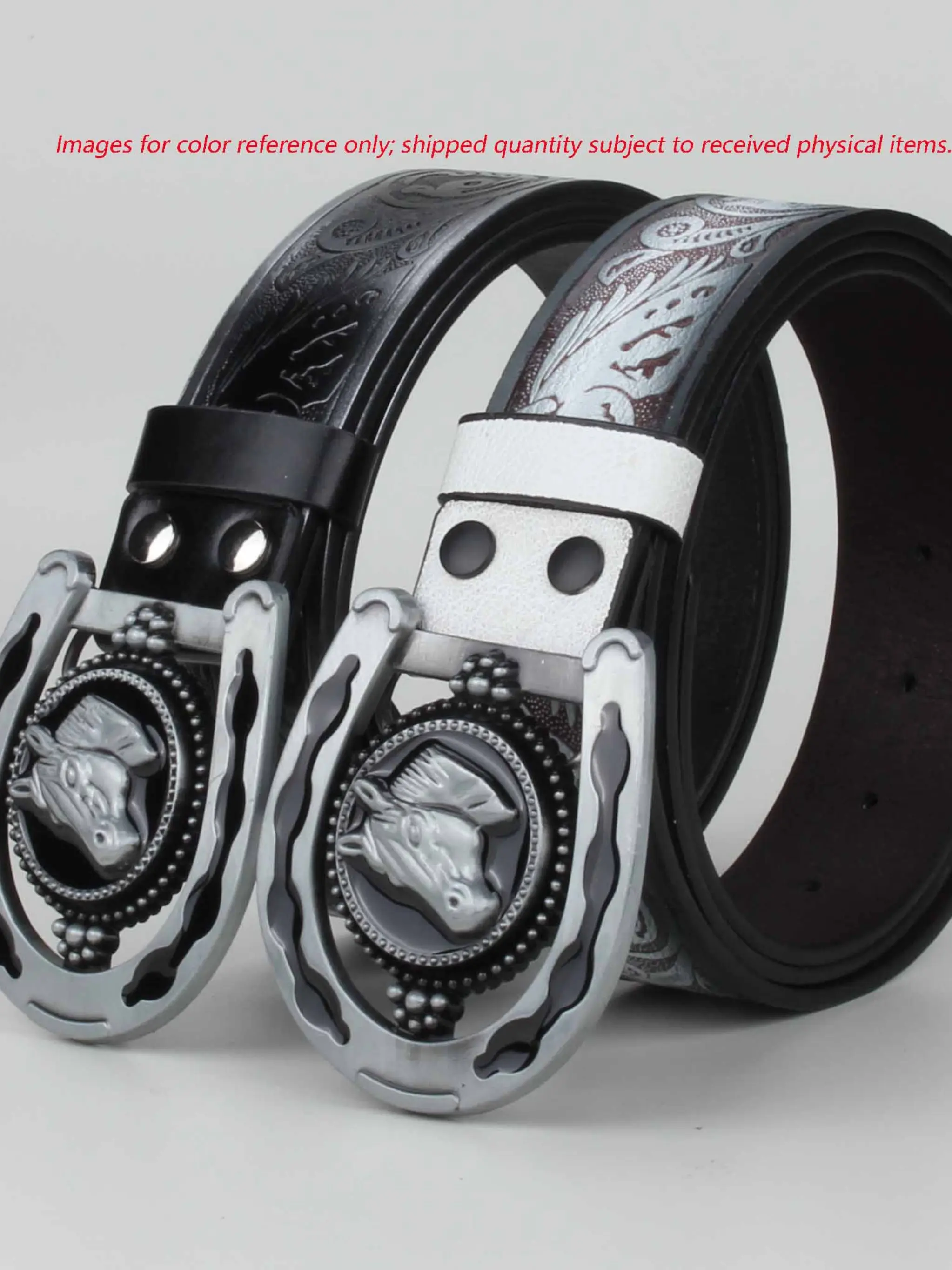 1pc American Western Style Horsebit Buckle Gradient Belt, Fashionable and Versatile, Perfect for All Seasons, Synthetic Material