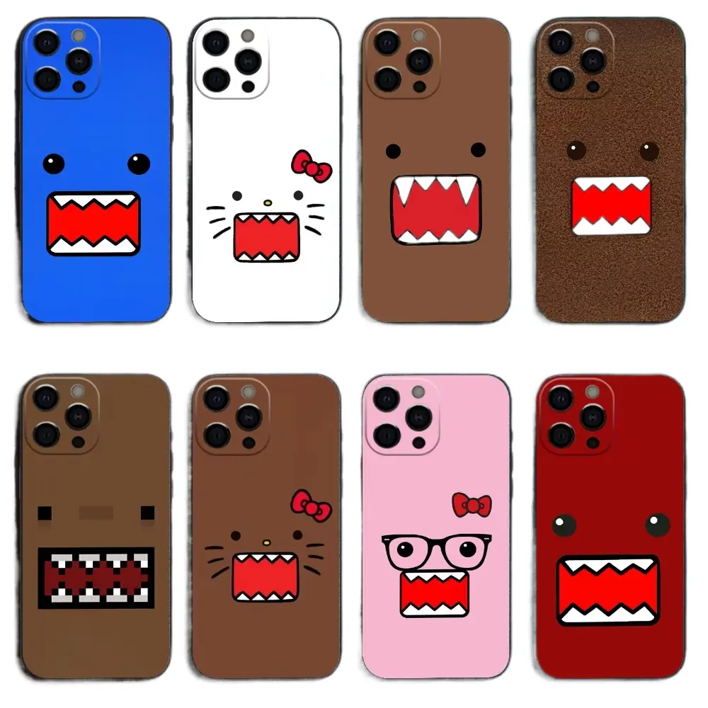 Hot Solid Bright Blue Domo Kun Big Mouth Face Graphic Colorful Unique Artistic Phone Cases For iPhone 17 Promax Pro Air 16 Plus 15 14 13 12 11 Samsung S23 S24 S25 S26 Plus Ultra Shockproof Protective Cover Gift For Birthday Valentine Christmas Thanksgivin