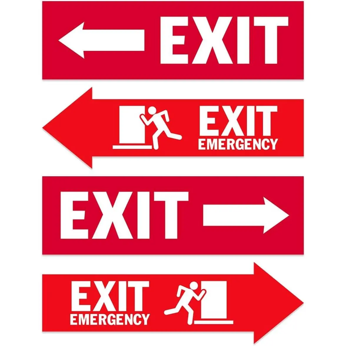 4Pcs Emergency Exit Arrow Left Right Direction Sticker Pack Vinyl Decal Safety Sign for Indoor Workplace Factory Shop Fits Laptop Motorcycle Phone