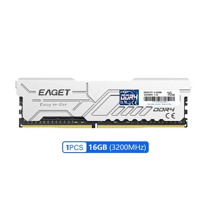EAGET PS40 DDR4 3200MHz Desktop RAM with Metal Heat Sink Low Latency Memory for PC Gaming & Office Upgrade(8GB/16GB)