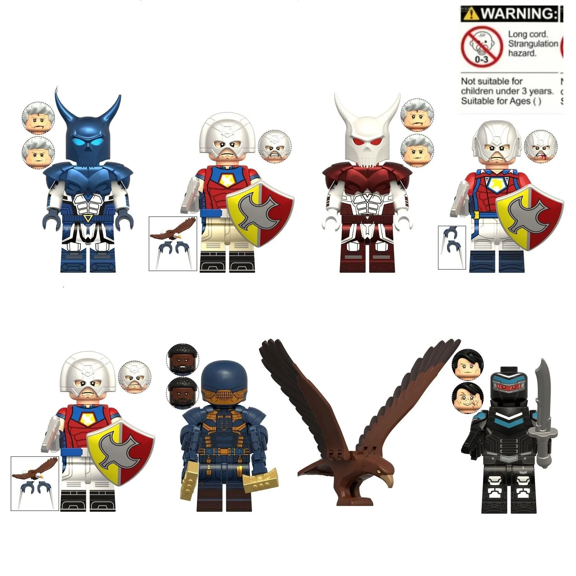 Peace Ambassador Blue Dragon Dragon Police Bloody Building Blocks Toy, Assemble Figure Model Kit, Kids Educational Playset