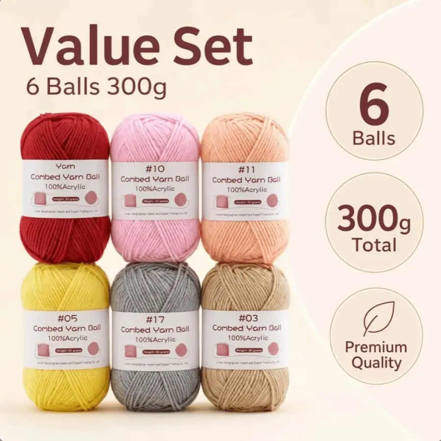 High-Quality Milk Cotton Yarn, Crochet Yarn, Bulk Yarn, 6 Balls Total 300g, Soft and Durable, Ideal for Amigurumi, Baby Clothes, Scarves, DIY Crafts