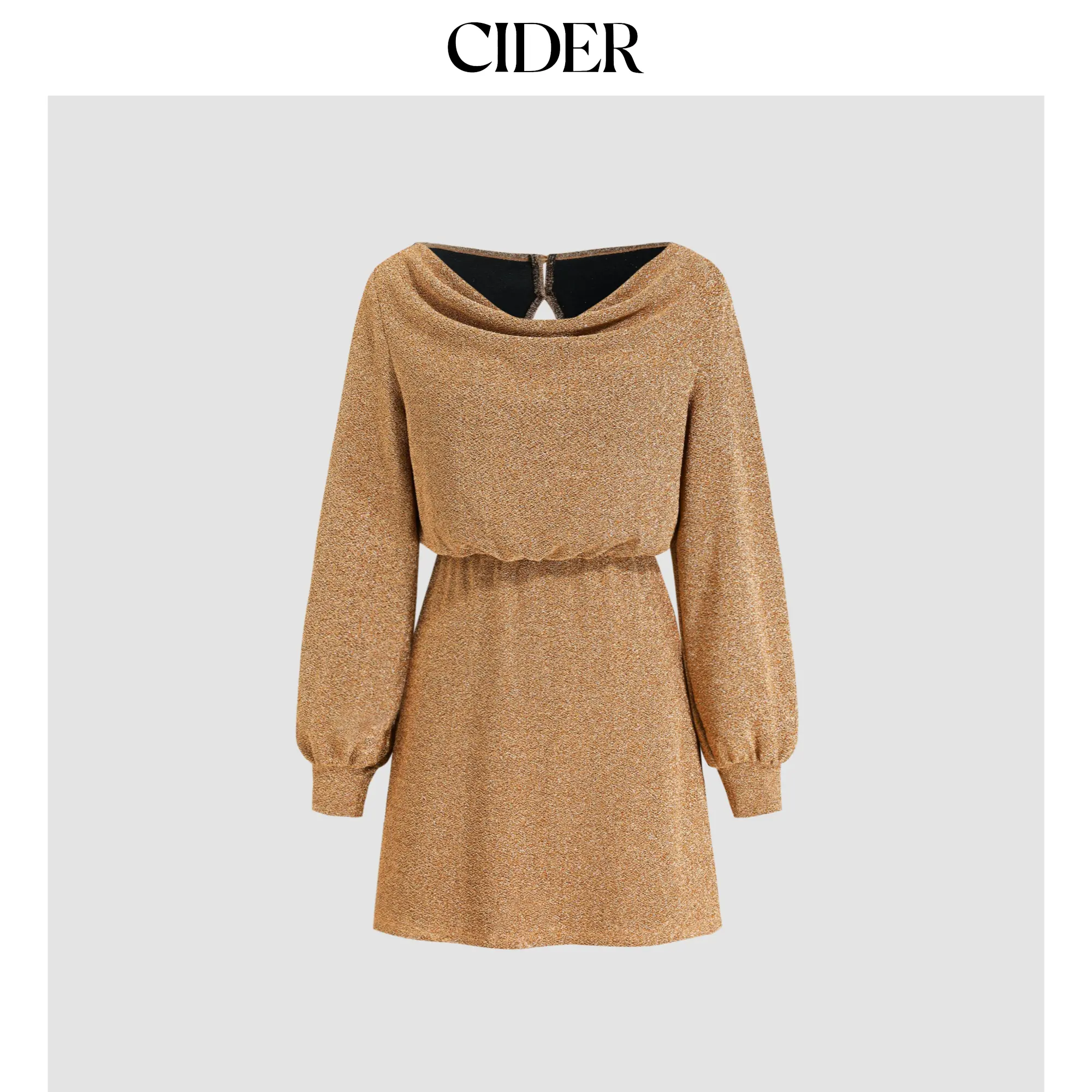Cider [size 0-26] Metallic Round Neck Button Mini Dress SummerFinds