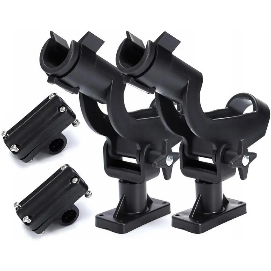 Adjustable Rotatable Plastic 3 Mount Fishing Rod Rack Holder Bracket Mount Kit for Boat Canoeing Rowing Kayak Side Rod Holder
