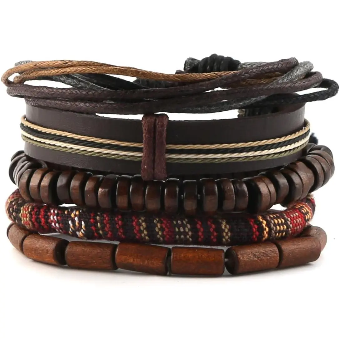 Wrap Bracelets Men Women,  Cords  Beads Ethnic Tribal Bracelets, Leather Wristbands