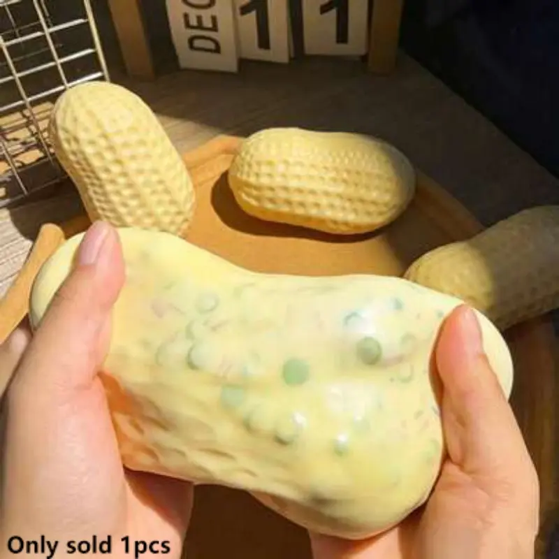 Crispy Peanut Squeeze Toy, Stress Relief Squish Ball, Stress Reliever, Soft Sensory Desk Toy, New Sound Design Building Blocks, Ideal Gift for Adults and Kids