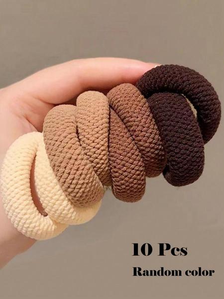 10-Piece Mixed Color Thick High Elastic Seamless Hair Ties, Suitable for Women's Ponytail Styles, Everyday Fashion for Work, Scrunchie