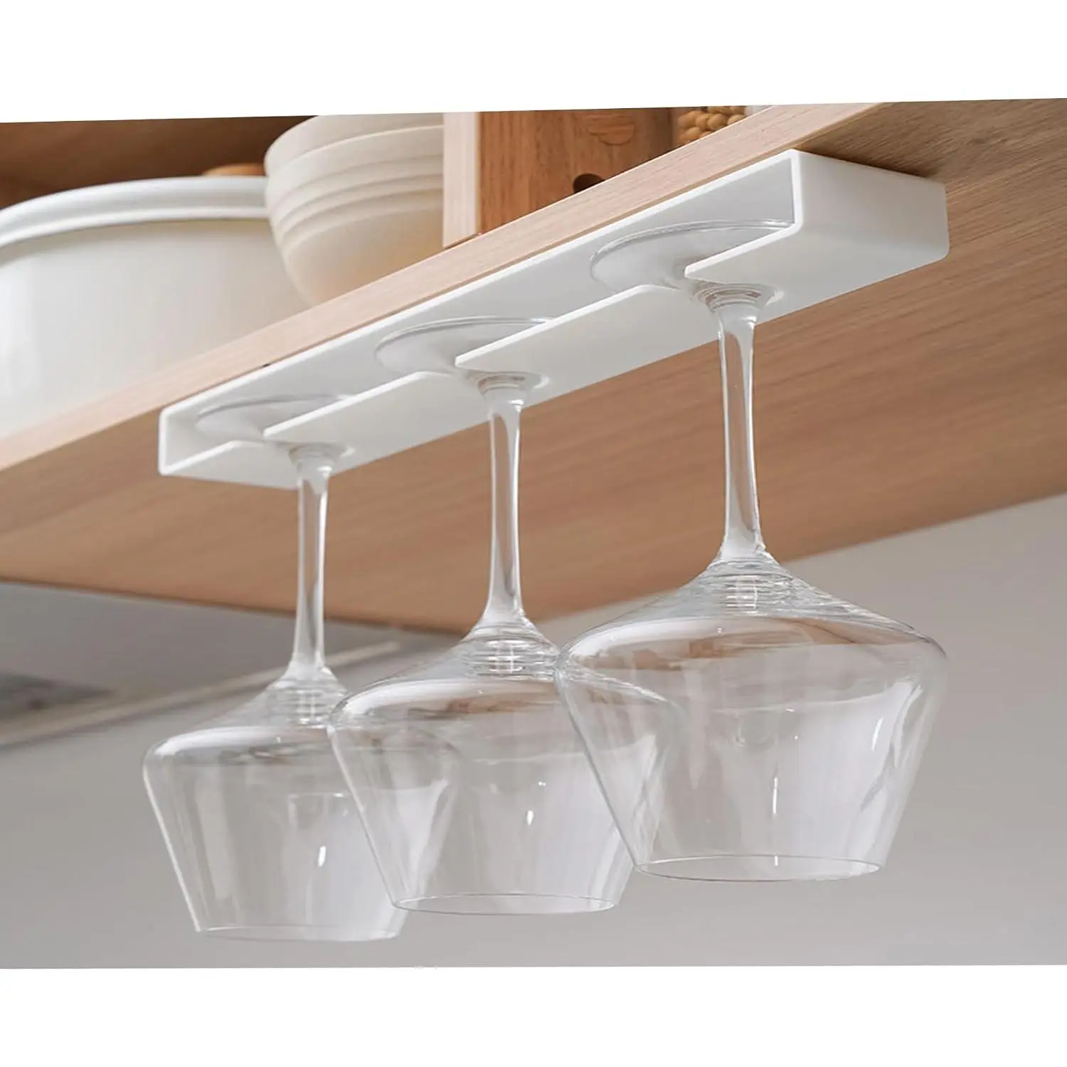 2 Pack Under Cabinet  Glass Holder White | Kitchen Restaurant Bar Stemware Rack,  Glass Storage  Organizer