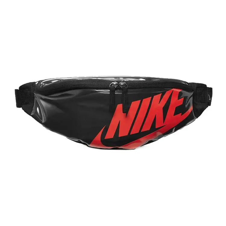 Nike Heritage Logo Zippered Polyester Crossbody Bag for Men and Women – Classic Black