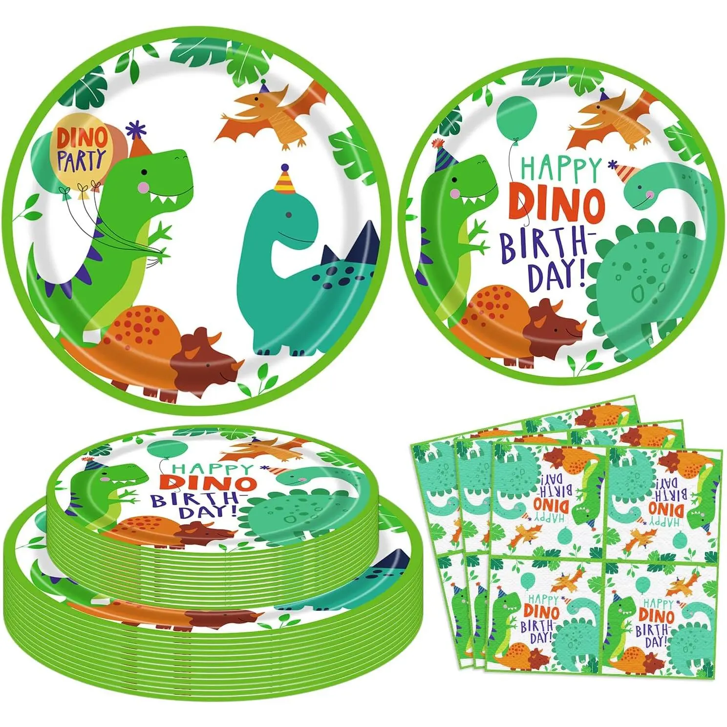 60 Pack Dinosaur Birthday Party Supplies Set Dinosaur Themed Tableware Set Dino Happy Birthday Plates Napkins Dino T-Rex Party Decoration Serves 20