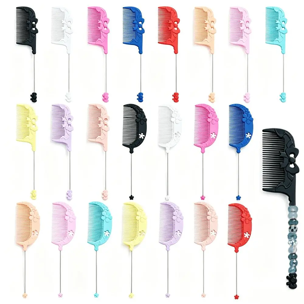 22/11pcs DIY Bow Flower Bead Comb Set, Portable Plastic Hair Comb with Fine Metal Teeth, Detangling Hair Brush for Salon and Home Hair Styling, Graduation Season, Back To School Gift, Holiday Gift