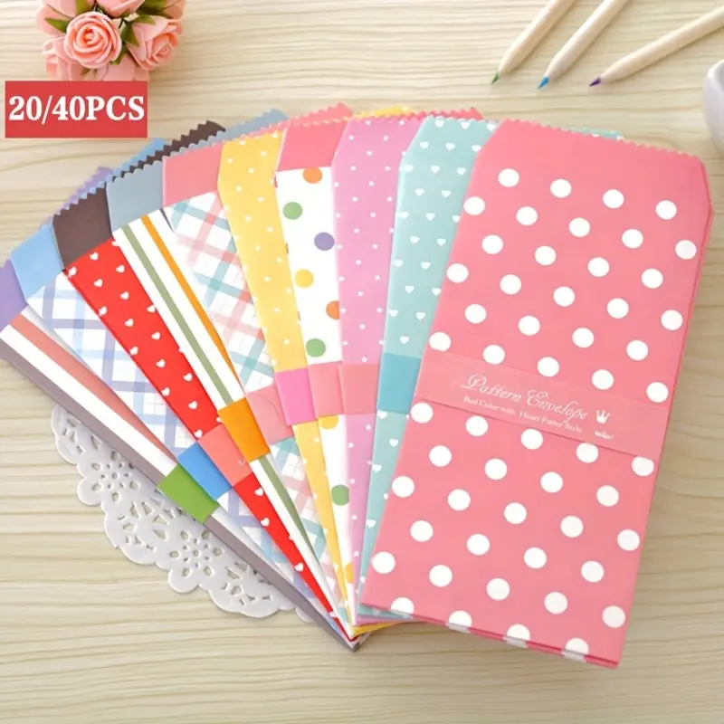 20/40pcs Colored Envelopes with 10 Designs - Cash Envelopes, Small Envelopes, Cash Envelopes, Manila Envelopes, Money Envelopes, Card and Envelope Sets, Coin Envelopes, Key Envelopes Memorial Day Gift