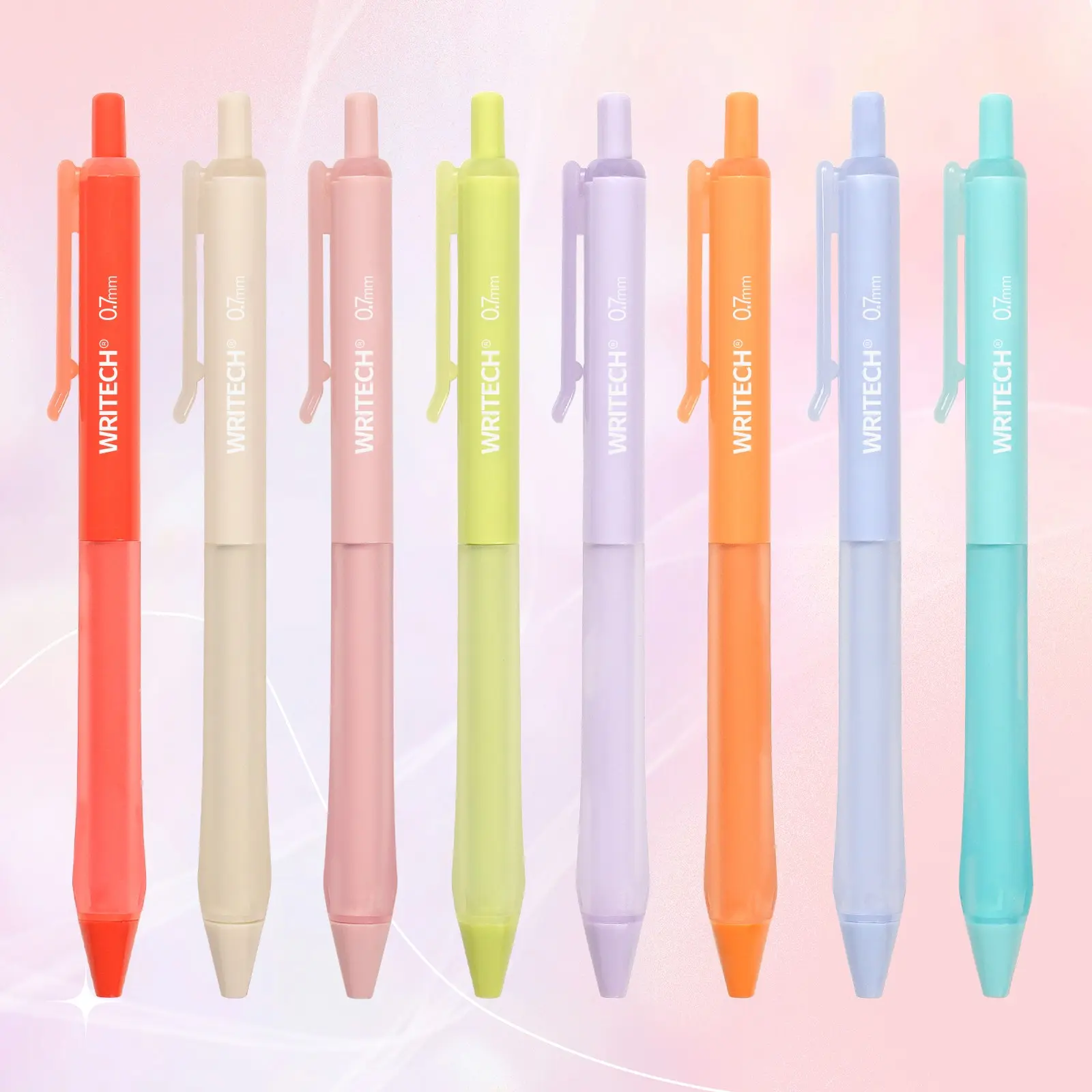 Writech 8-Pack Push-Button Neutral Pens, Fine Tip 0.7mm, Multiple Colors, Soft Grip, No Bleed, Smooth Writing, Ideal for Journaling and Coloring, Aesthetic Pens, Writing Stationery, Stationery Writing Tools #GLOBAL PICKS