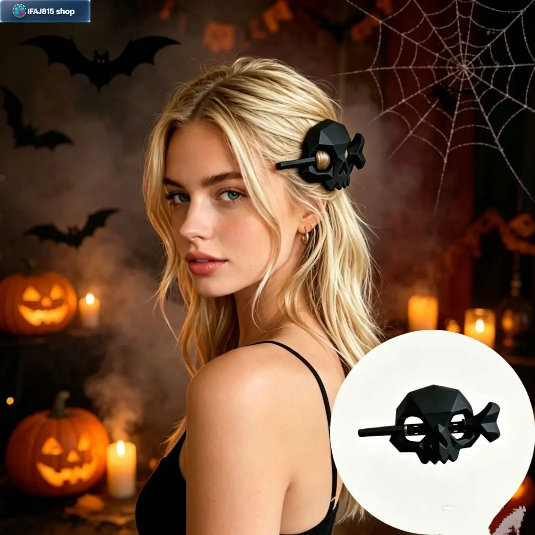 Gothic Halloween Skull Headband for Women, Dark Aesthetic Hollow Skull Hair Accessories with Unique Hairpin Design, Vintage Statement Headband Clip, Trendy Y2K Style Fashion Accessory for Party Outfit, Festival Look & Daily Wear