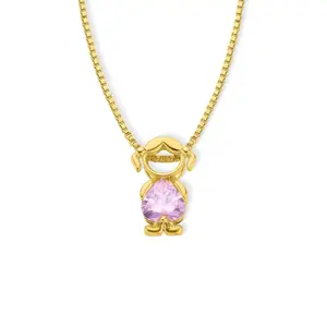 Loveden14K gold-plated copper family pendant necklace, parent-child heart-shaped zircon square box chain necklace, exquisite portrait-shaped jewelry, women's gift, Mother's Day gift