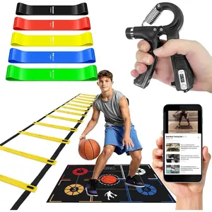 Basketball  Equipment, Agility Footwork  Mat, Dribble Trainer, Basketball Practice  with  Mat, Agility ladder, Grip Strengthener, Resistance Bands