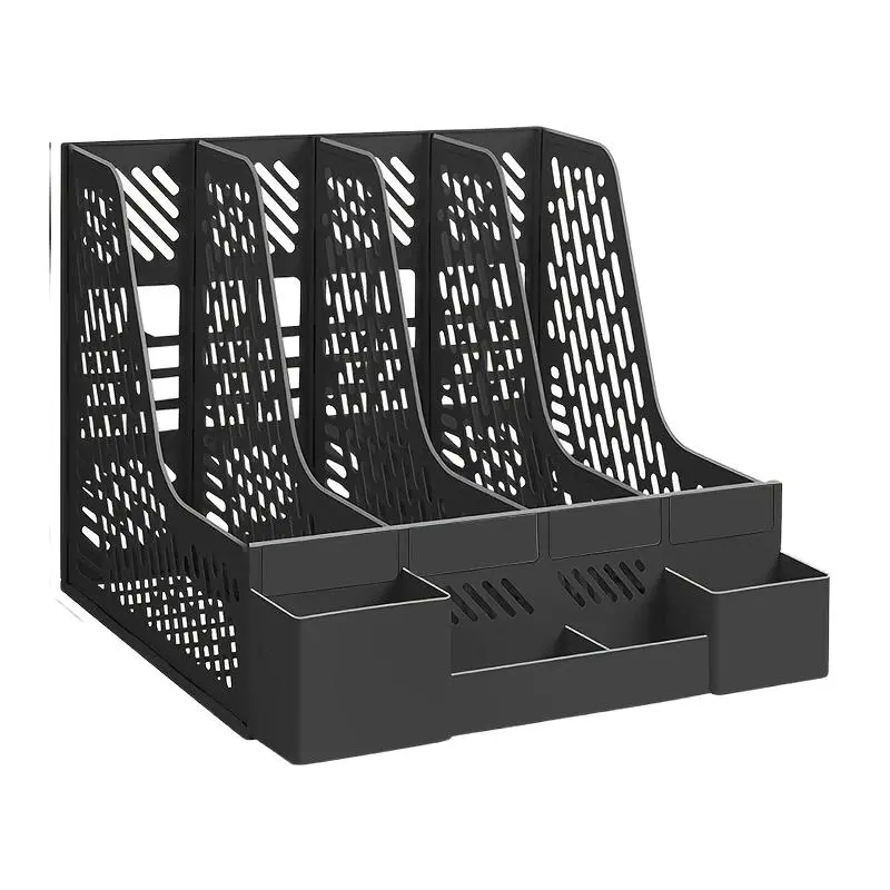 Desktop File Organizer with 4 Compartments, PP Material, Detachable Design, Space-Saving Office Supply, Document Sorting Storage Box, Desktop Organizer