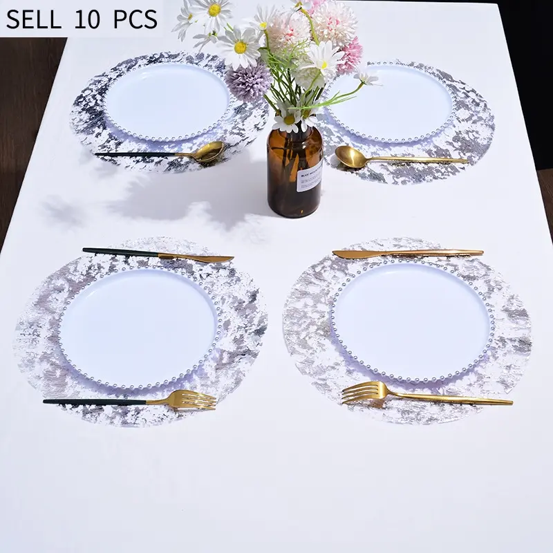 10Pcs Gold Foil Mesh Round Disposable Placemats, Luxury Table Linen Mats For Banquet, Birthday Party And Household Festive Table Decor, Kitchen Decorative Placemat
