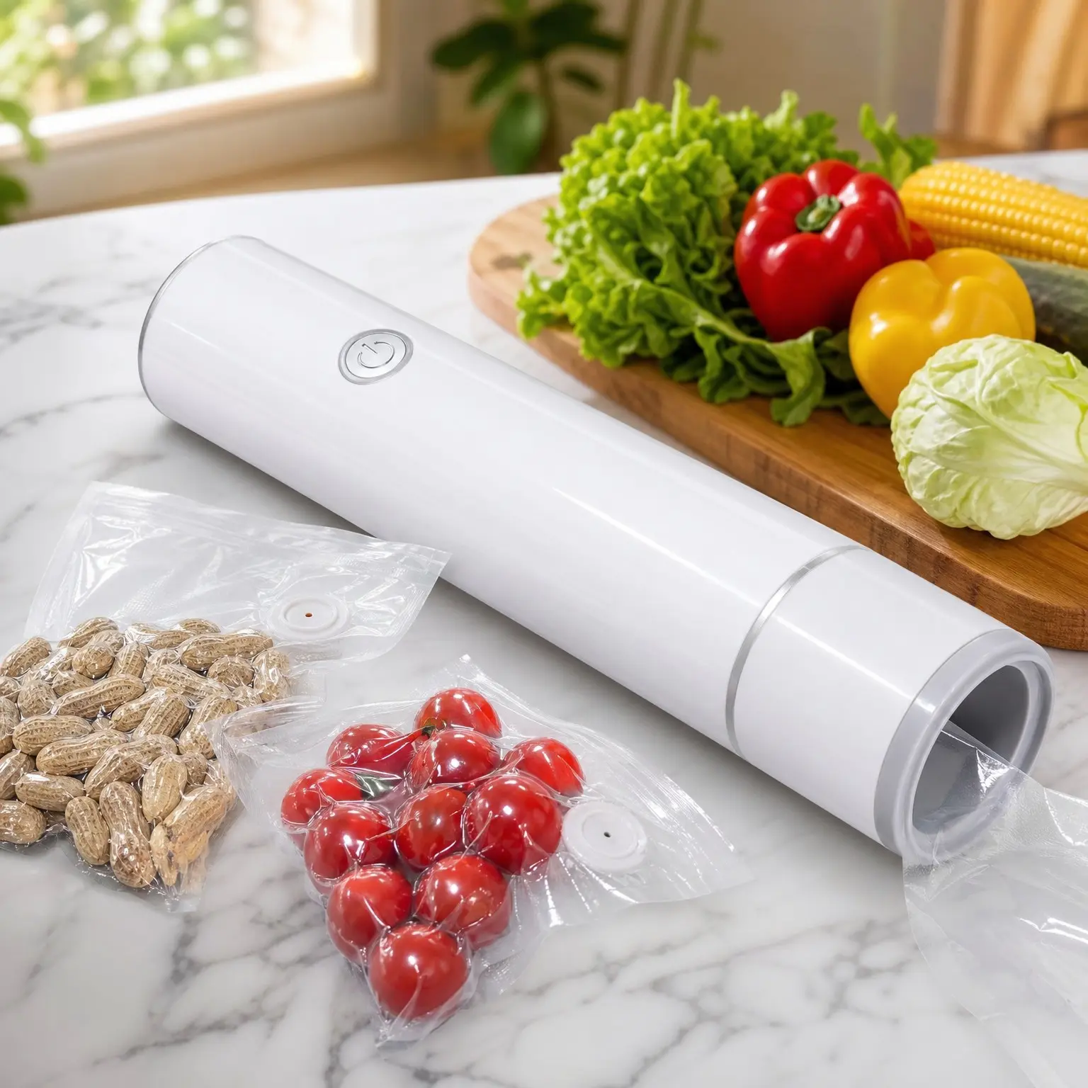 Handheld Vacuum Sealer for Food Storage, Portable & Rechargeable, Easy One-Hand Automatic Operation, Includes 10 Reusable Food BagsGift