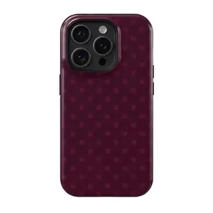 Burgundy Polka Dot Magsafe Phone Case for iPhone 17 ProMax 16Promax Pro Plus 15 14 13 12 Double Layer Protective Cover Stylish Shockproof Aesthetic Cellphone Casing